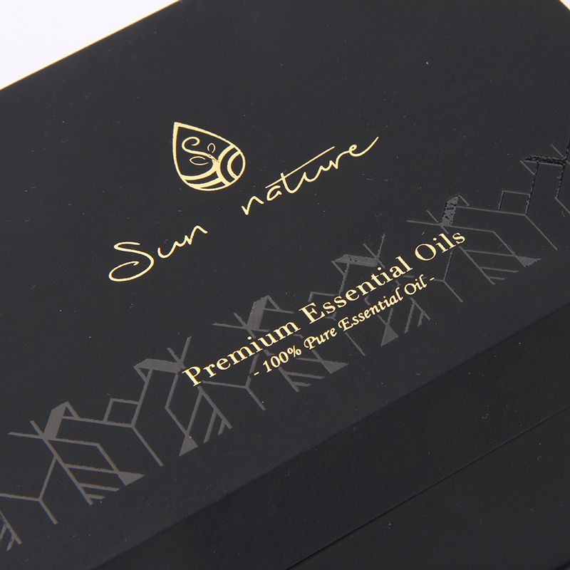 Boîte de présentation d'emballage de sérum d'ampoule de papier doux au toucher noir personnalisé de luxe 8 pièces 