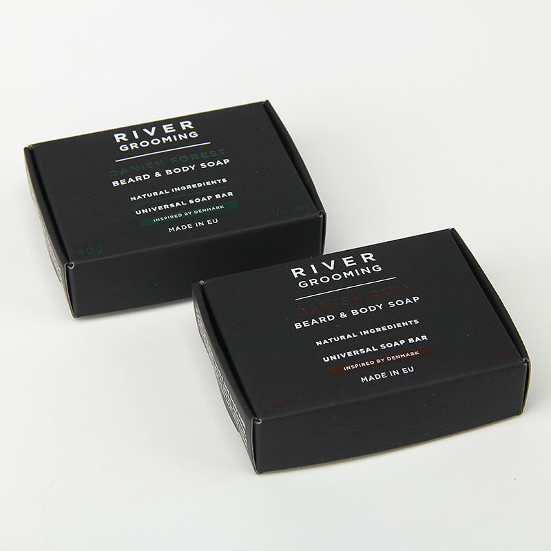 Boîte d'emballage d'huile de barbe de soins de la peau pour hommes en papier noir personnalisé