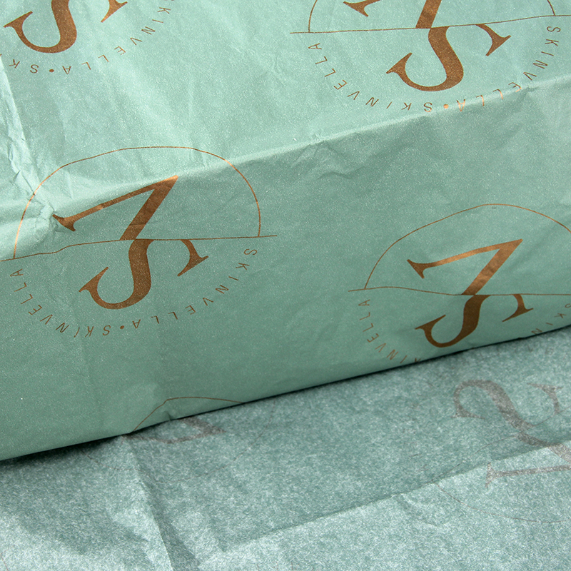 Papier de soie de logo de feuille d'or rose faite sur commande d'emballage de beauté soutenable