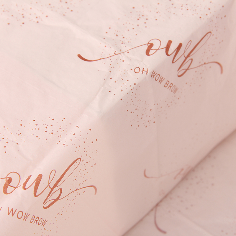 Papier de soie d'emballage rose-clair d'emballage de beauté d'impression de logo fait sur commande