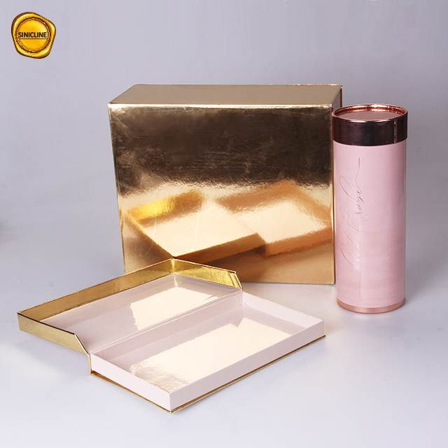 Boîte d'emballage de cosmétiques de cylindre de tube de papier rose brillant personnalisé 