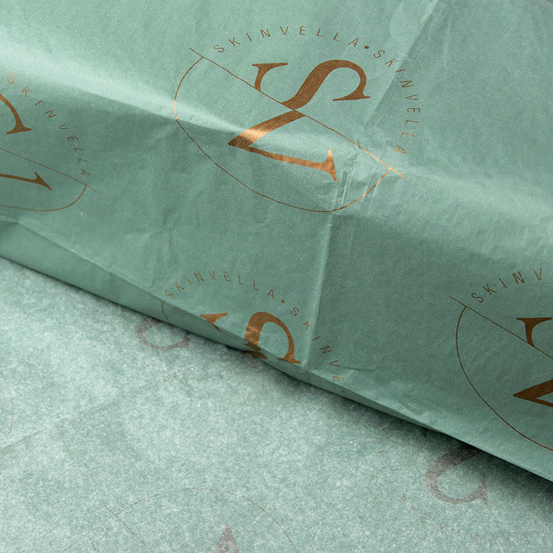 Papier de soie de logo de feuille d'or rose faite sur commande d'emballage de beauté soutenable